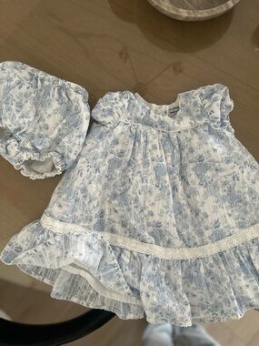 Blue Floral Baby Dress with Bloomers